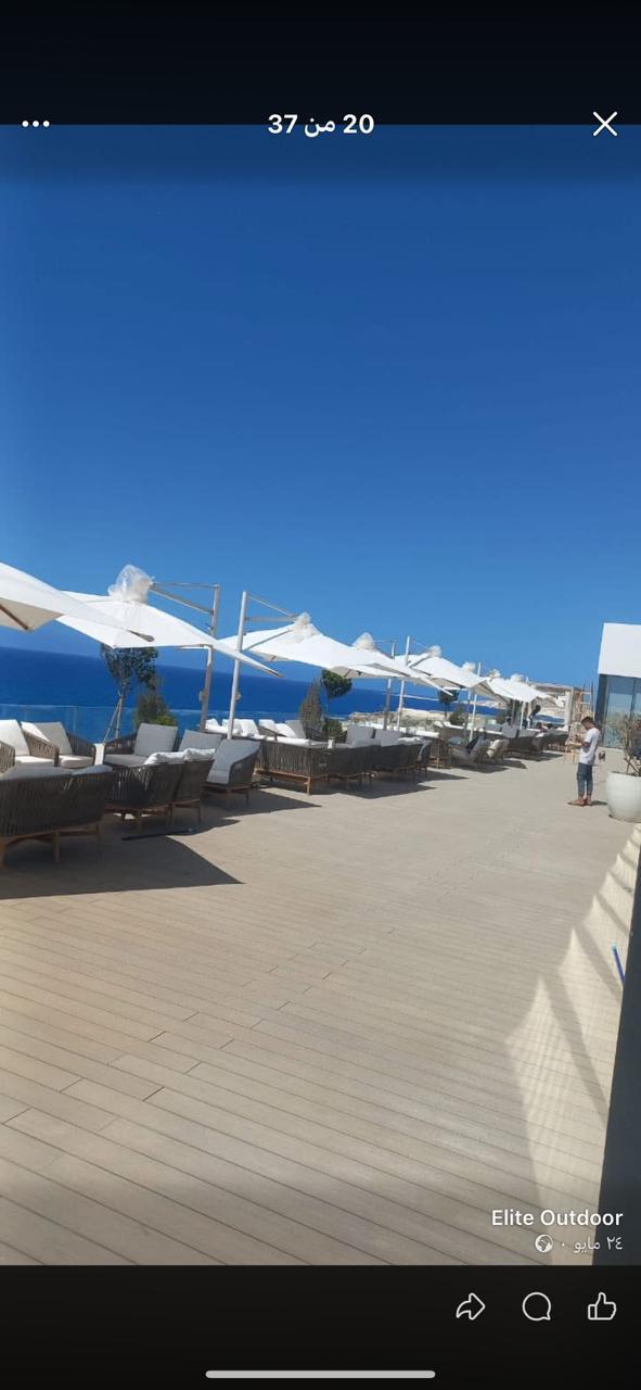 Poolside Umbrella & Seating Set